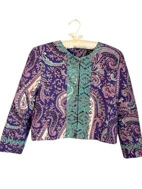 Julia Amory Jacket Small Cropped Paisley Cotton Boho India